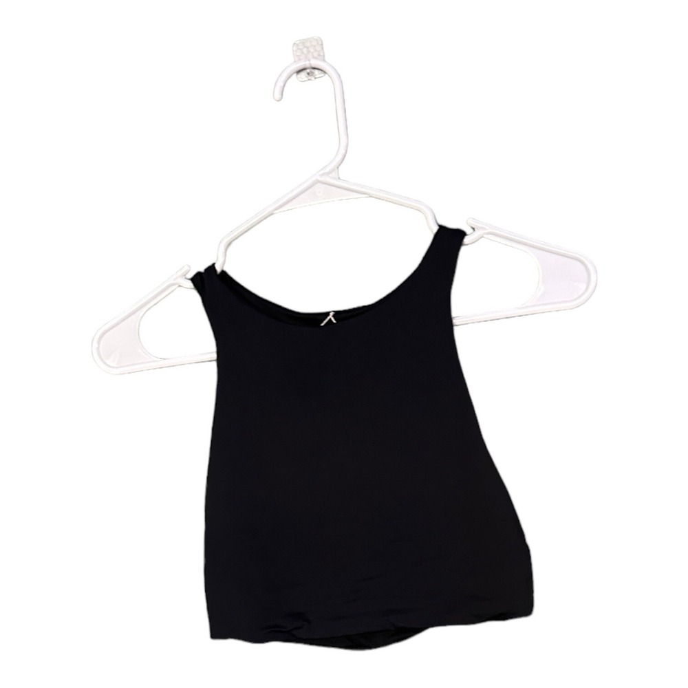 Women's Black Open Back Crop Tank Top Athletic Yoga Stretch Size Small